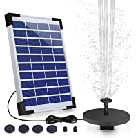 VITCOCO Solar Fuente Bomba- 5.5W Fuente de Jardín Solar- Batería Incorporada- Caudal 500 L-H- con 6 Boquillas y Tabla…